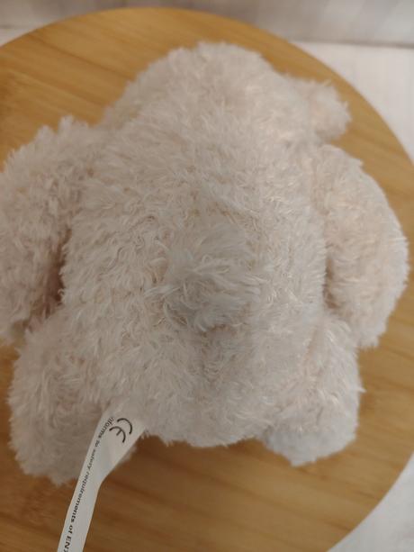 Plyšový biely medveď s hnedou mašlou, 19 cm, 