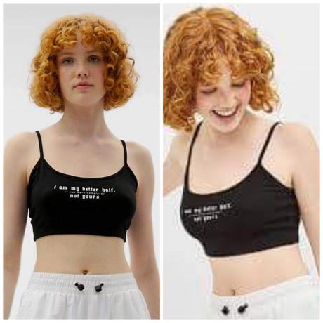Čierny crop top s bielym nápisom bershka (xs), bershka,xs