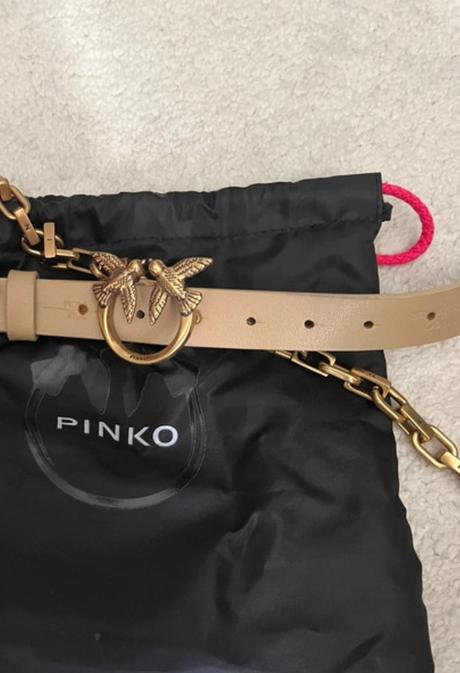 Pinko luxusný kožený opasok m-l, pinko