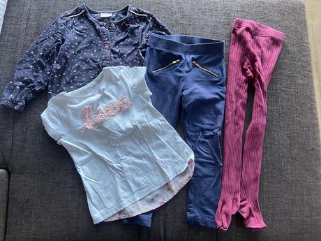 Komplet tričko+nohavice+mikina+pančuchy, h&m,98