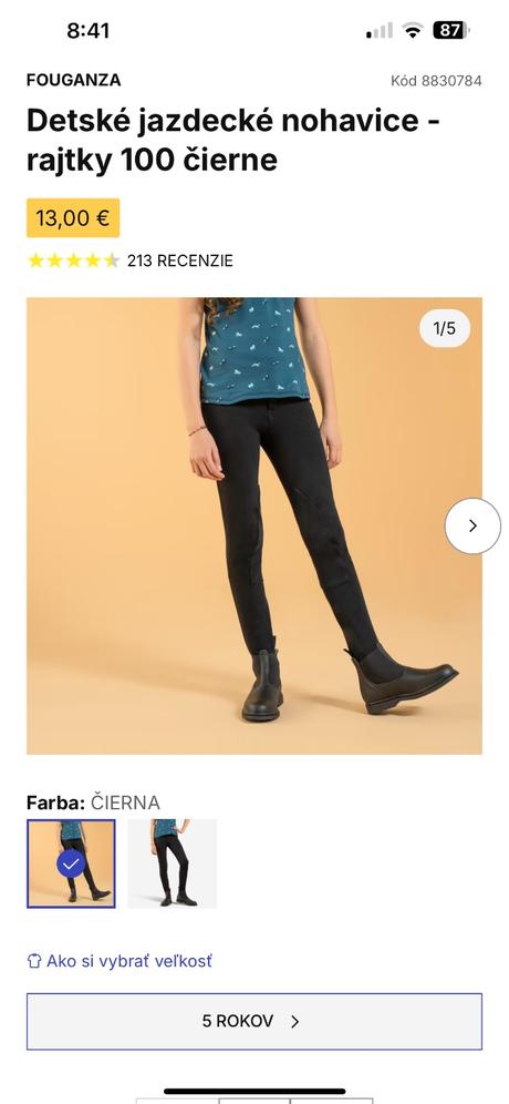 Fouganza detské jazdecké nohavice vel.5, 110