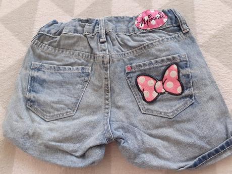 Dievcenske riflove sortky s minnie, h&m,110