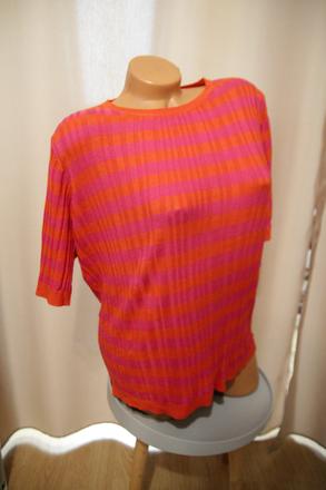 Ružovo červený pásikavý sveter, xxl, xxl