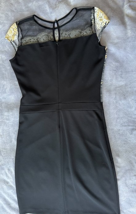 Omega čiene púzdrové šaty s čipkou, l