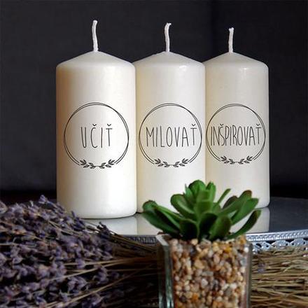 Sviečky učiť, milovať, inšpirovať (12x6cm),
