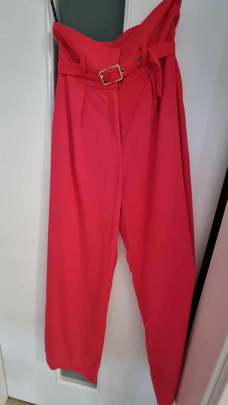 Nohavice syto ruzove s vysokym pasom, m