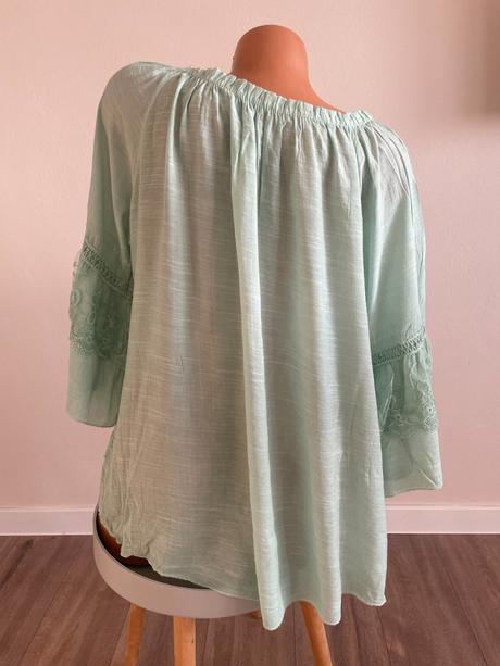 Mentolová bavlnená blúzka, xxl, xxl