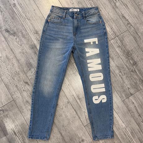 Rifle momjeans s nápisom, new yorker,s