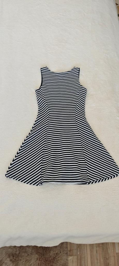 Šaty tmavomodrý prúžok s bielou, h&m,34