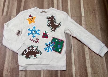 Mikina vianoce dinosaurus 122/128, h&m,122