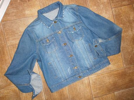 Riflová bunda s dotrhaným vzhľadom-m/l, m