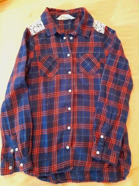 Flanelova košeľa s čipkou, h&m,134