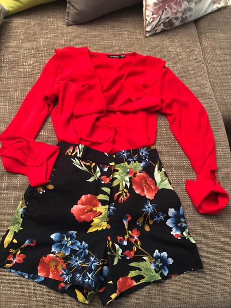 Červená blúzička boohoo, veľkosť 36, 36