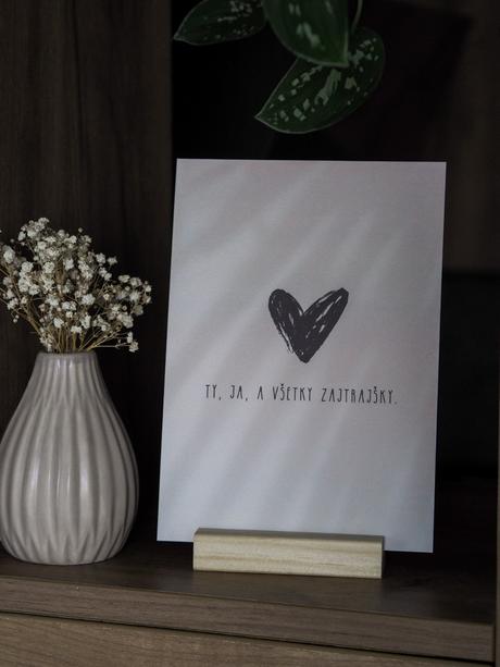 Minimalistický romantický obraz srdce - print, 