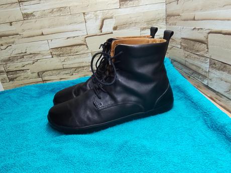Zaqq 43 - kožené čierne kotníkové barefoot topánky, 43