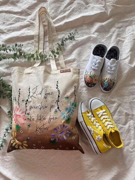 Plátené, ručne maľované tašky, 