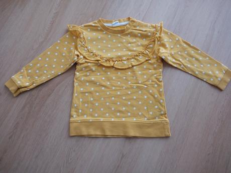 Žltá bodkovaná mikina s volánom, h&m,98