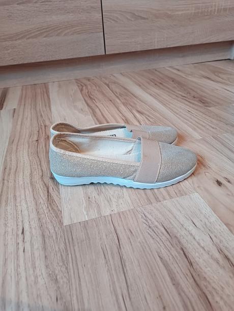 Zlaté trblietavé espadrilky, 36