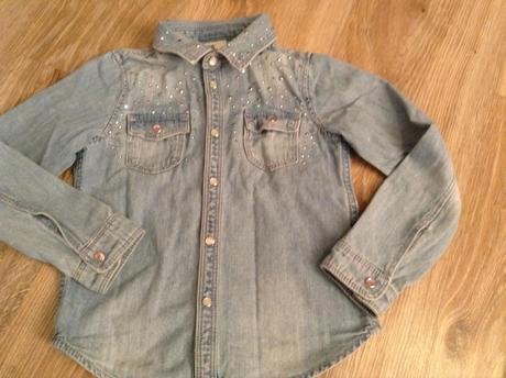 Riflová košela s kamienkami hm 3-4 r, h&m,104