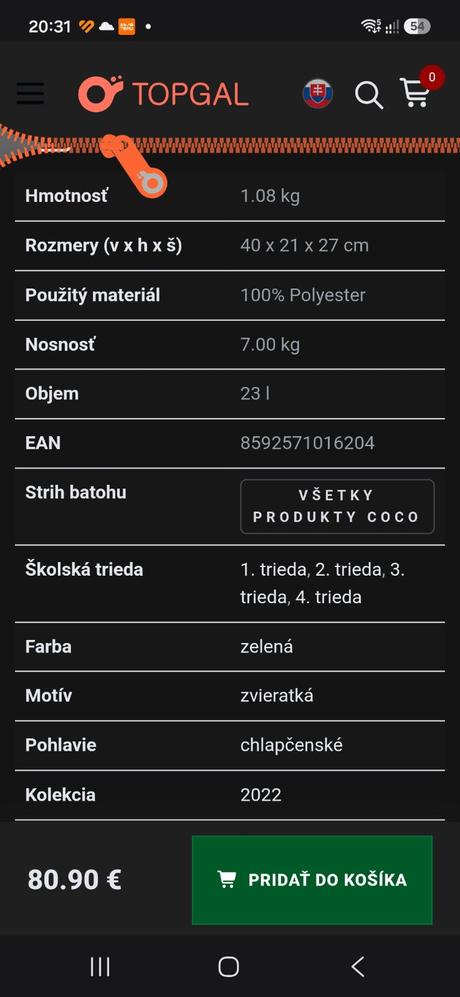 Školská taška topgal coco, 