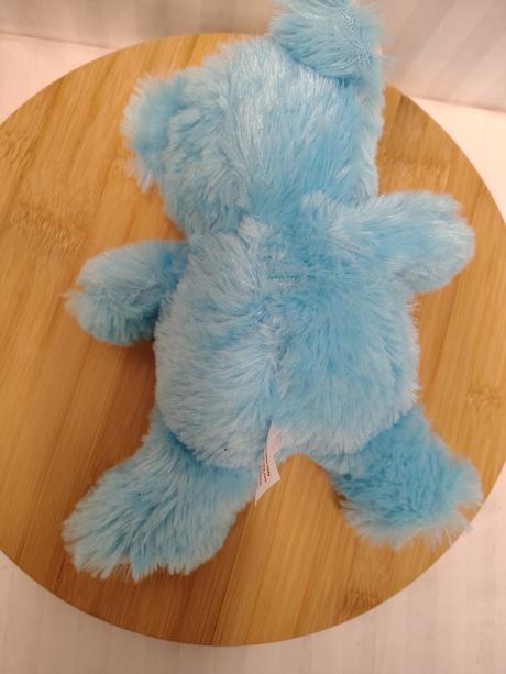 Plyšový modrý medveď s mašlou, 22 cm, 