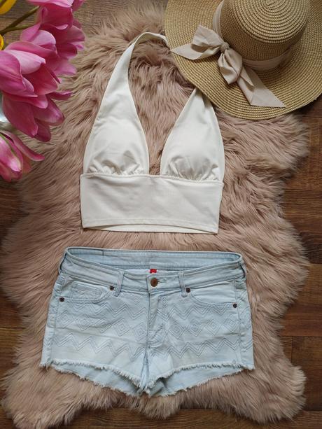 Krátke bledomodré dámske šortky, h&m,36