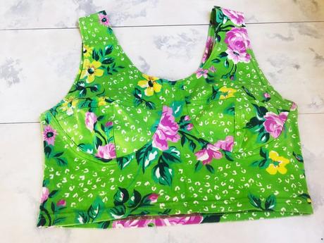 Kvetovaný crop top korzetového strihu, l