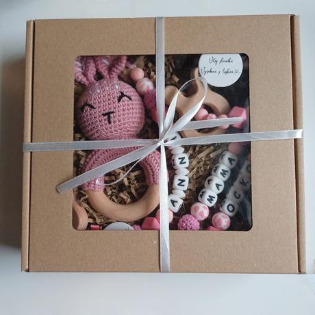 Set retiazka na cumlík, hryzadlo a kľúčenka, 