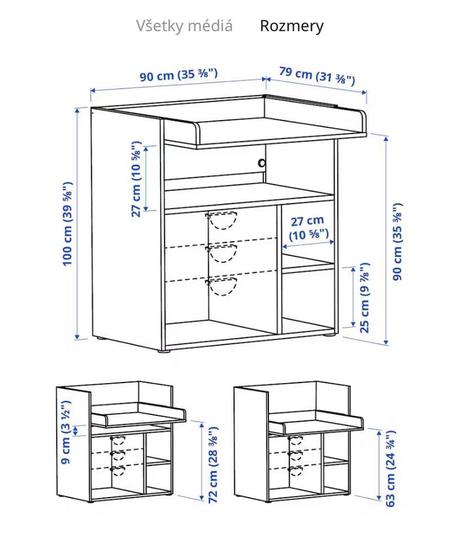Prebaľovací pult ikea smastad, podložka grátis, 