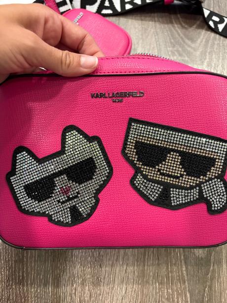 Karl lagerfeld crossbody kožená kabelka, karl lagerfeld