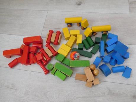 Retro-drevené kocky stavebnica, 