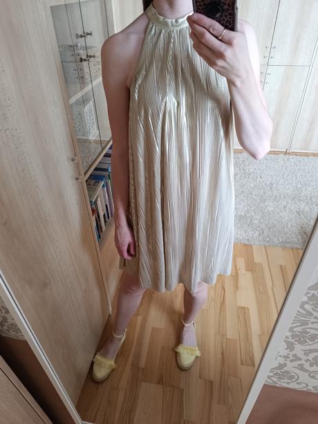 Zlaté plisované šaty mohito, mohito,xs