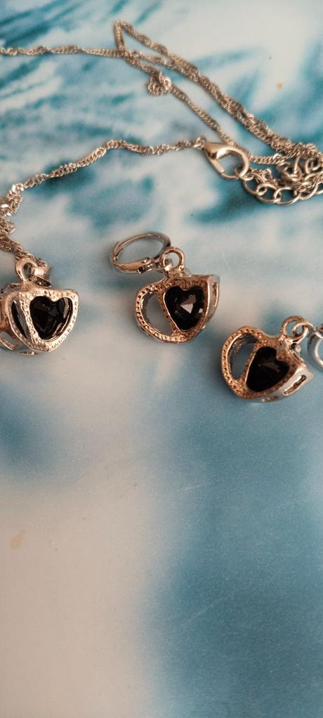 Súprava šperk, syntetický onyx  čierny kameň, 