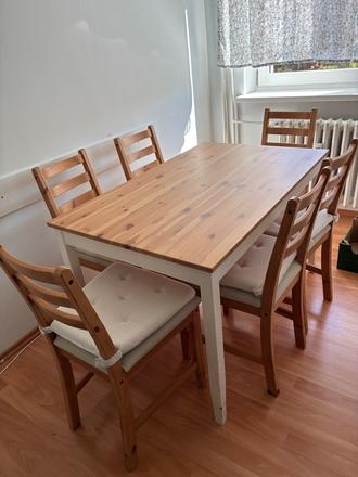 Jedalensky stol so 6 stolickami ikea, 
