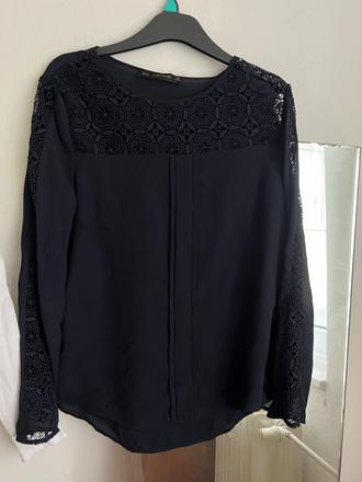 Zara tmavomodra boho tunika tricko dlhy rukav  s c, zara,m