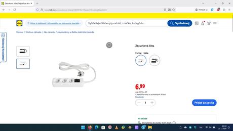 Predlžovačka/predlžovací kábel 1,5 m biela,