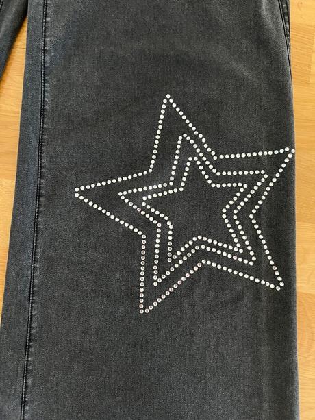 Široké elasticke riflove nohavice, h&m,158