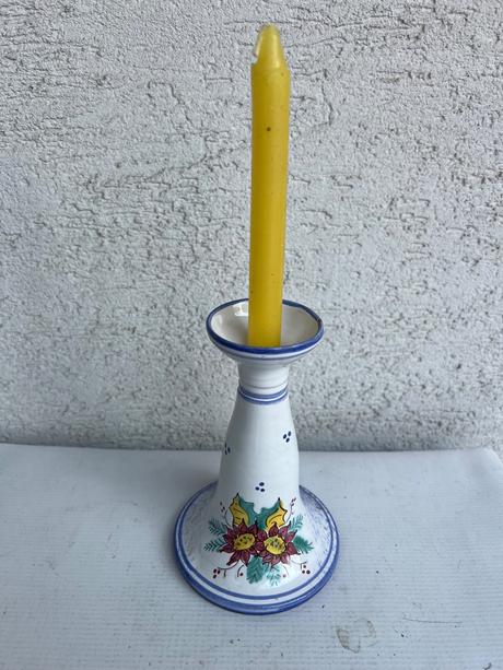 Vianocny zimny keramicky rucne malovany svietnik c, 