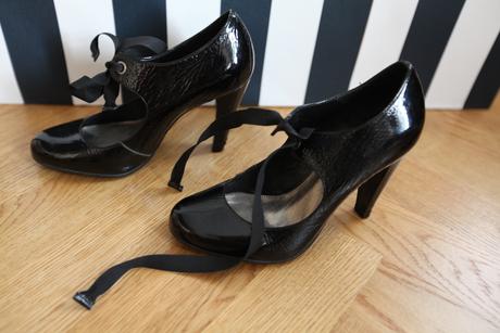 Čierne kožené lakové lodičky, 36, 36