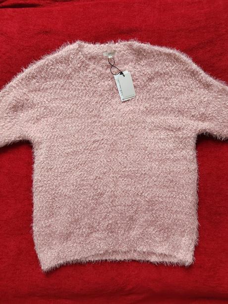 Ružový teplý mäkký pulóvrik, m