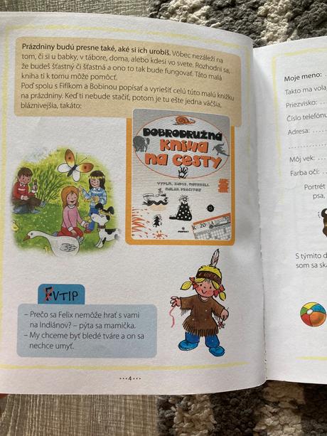 Kniha na prázdniny, prázdninár a omaľovánky, 