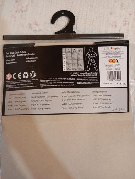 Ježko sonic kostým má karneval, 