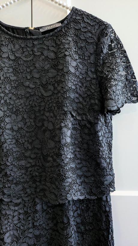 Čierne čipkované puzdrové šaty esprit, esprit,l