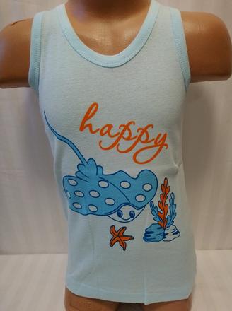 Dievčenské modré tielko s motívom happy, v&k, 116, 116