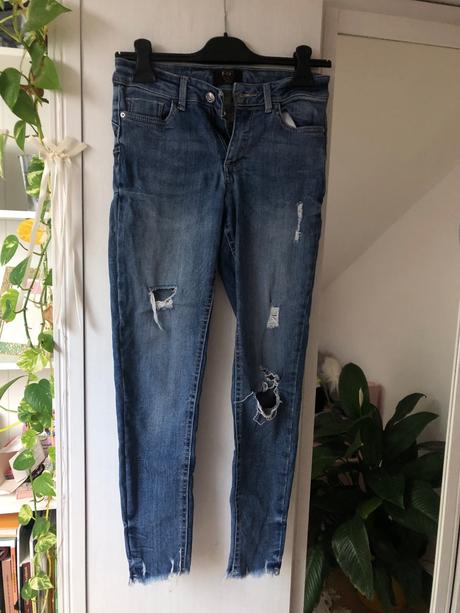 Obtiahnuté modré džínsy/ obtiahnuté rifle, f&f,xs