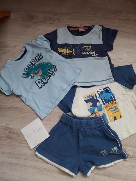 Krátke tričká 3 ks + 1 krátke nohavice - 9-12 mes., 68–80