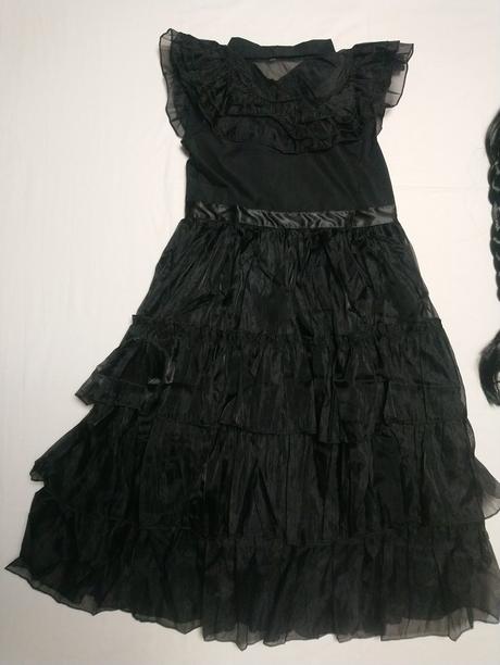 Tanečná wednesday addams, šaty a vlasy, 152-164, 