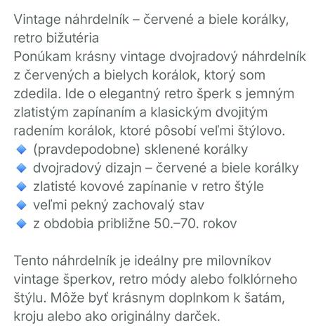 Originálny vintage náhrdelník,
