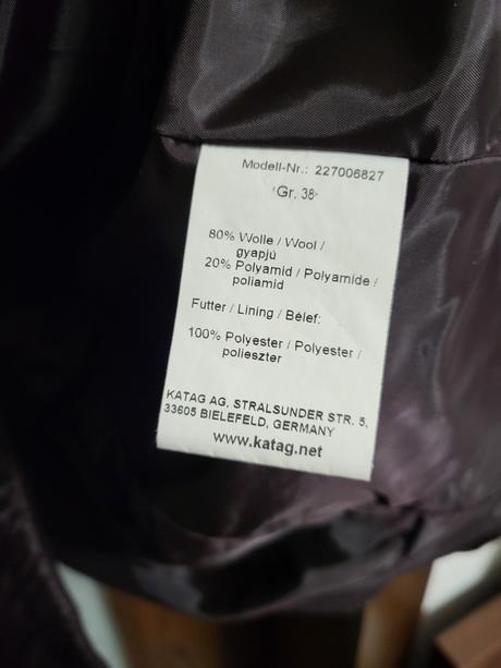 Fialový vlnený kabát, m