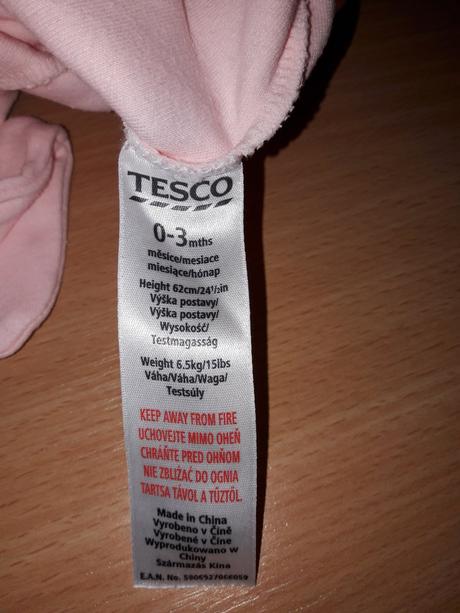 Dojčenské body s dlhým rukávom, tesco,56